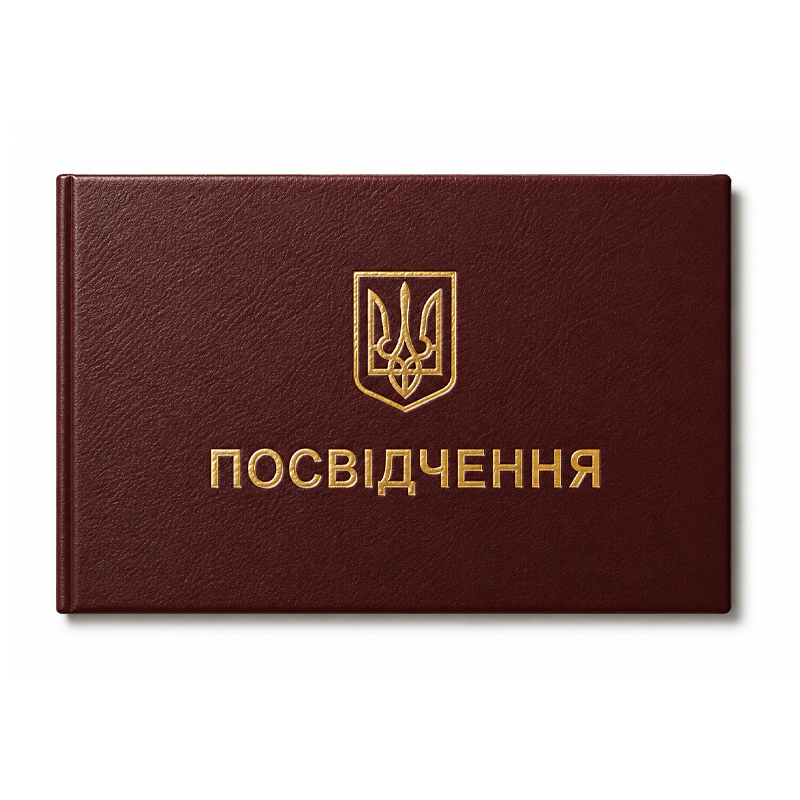 Посвідчення коричневе, м'яка обкладинка, виніл
