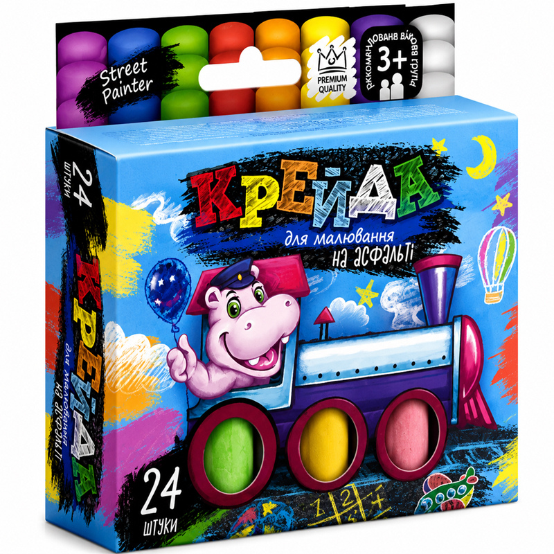 Крейда для малювання Danko Toys на асфальті, тонка, 24 шт.