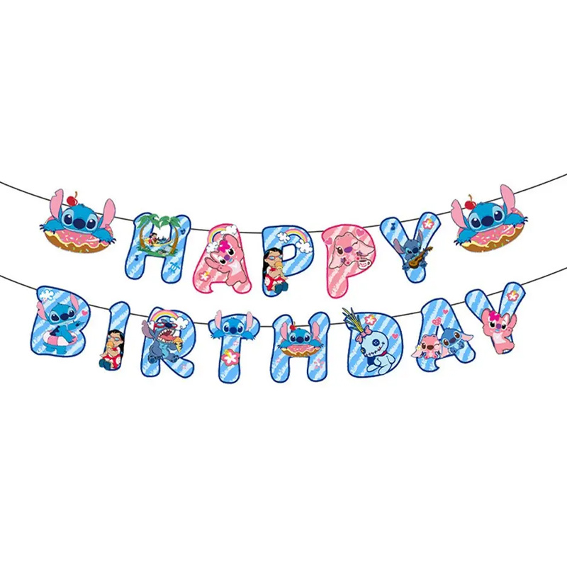 Паперова гірлянда Happy Birthday Стіч, 2 метри