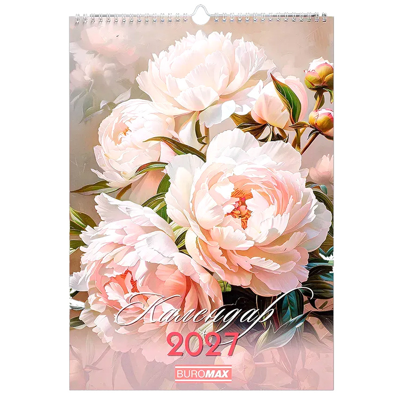 Календар настінний BUROMAX Flowers 2027 р., А3, 1 пружина