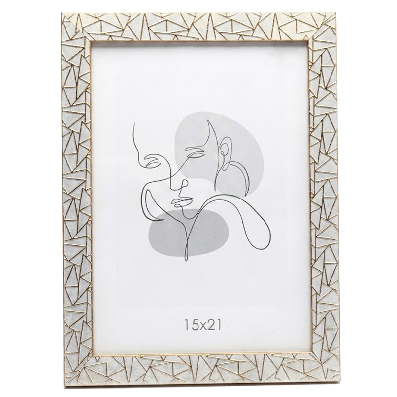Рамка 15*21/19 SA (тиснення абстракція, бежева з золотом, з ніжкою)