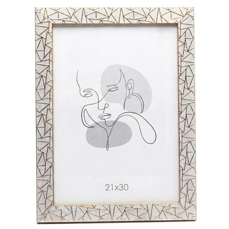 Рамка 21*30/19 SA (тиснення абстракція, бежева з золотом, з ніжкою)
